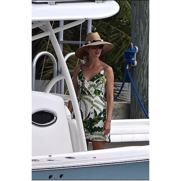 Farm Rio Tropical Forest Linen Mini Dress Off-White Green S - Picture 16 of 16